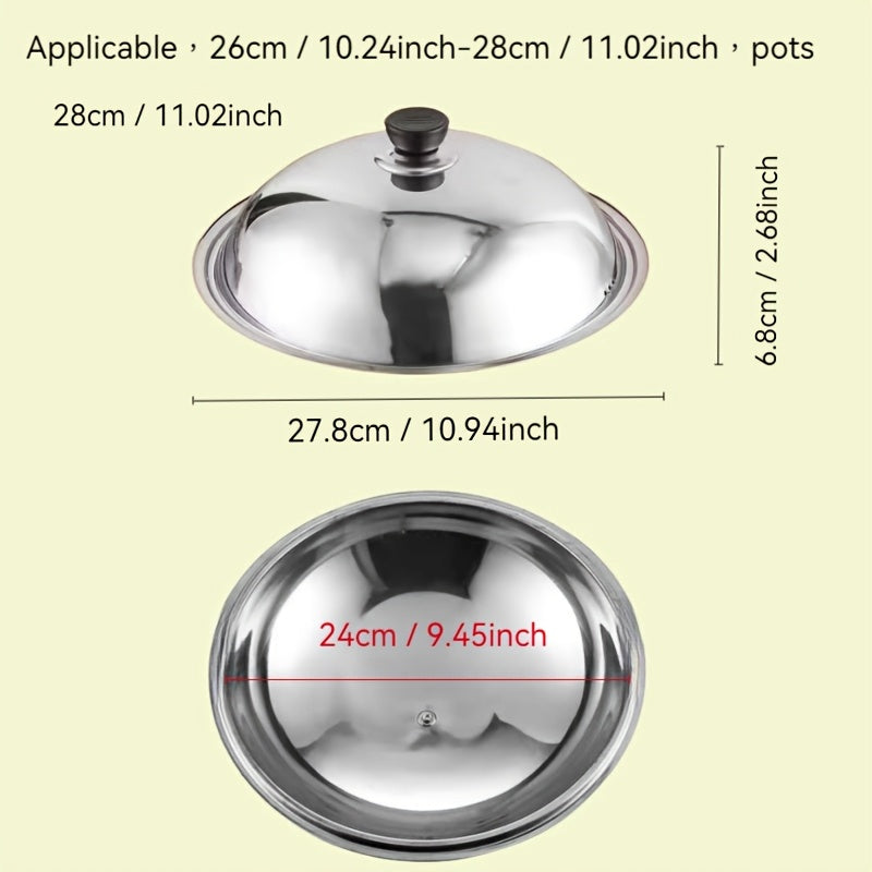 Stainless Steel Pot Lid with Heat-Resistant Bead Handle Fits Different Sizes Easy to Clean