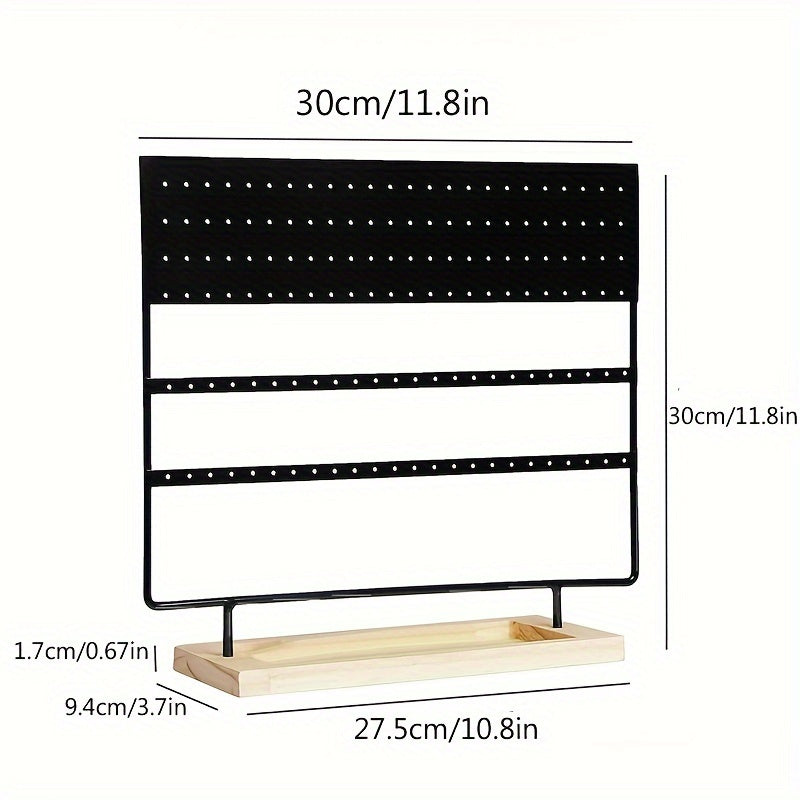 Wooden Earring Organizer Stand with 144 Holes Jewelry Display Rack
