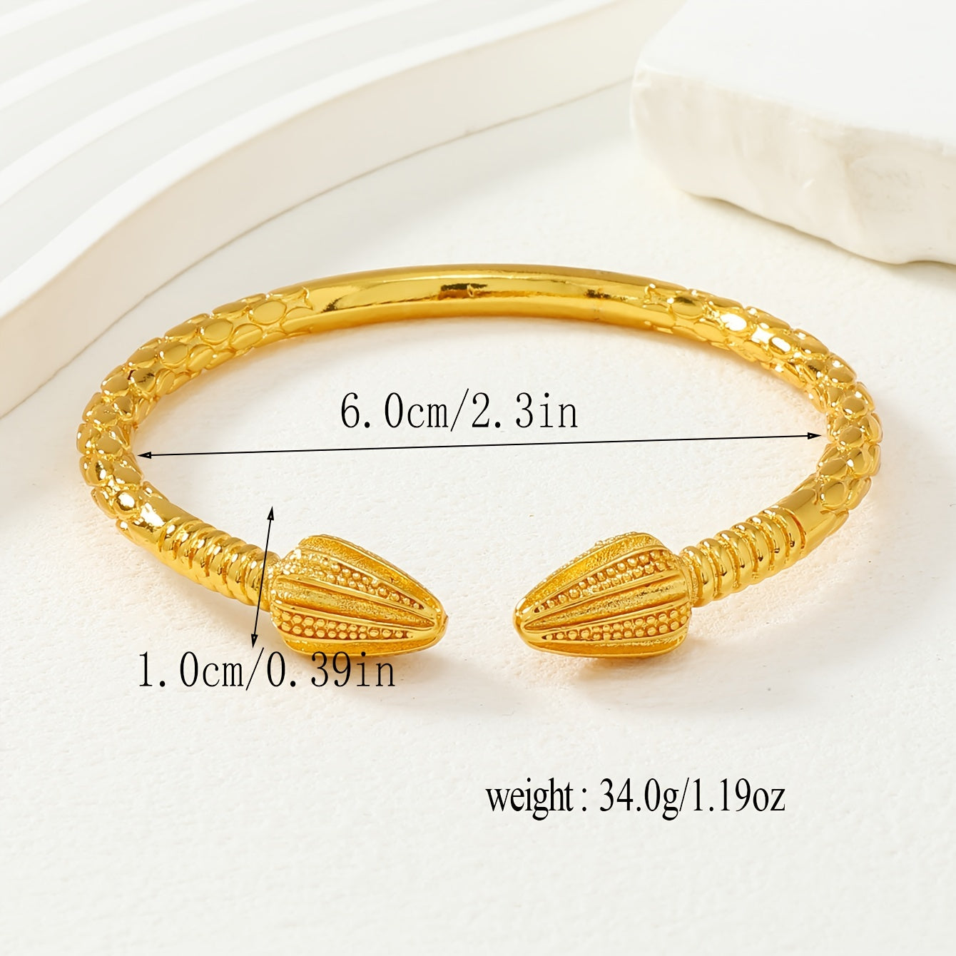 Women's Adjustable Copper Bracelet with Snake Scale Flower Design in Gold Plated
