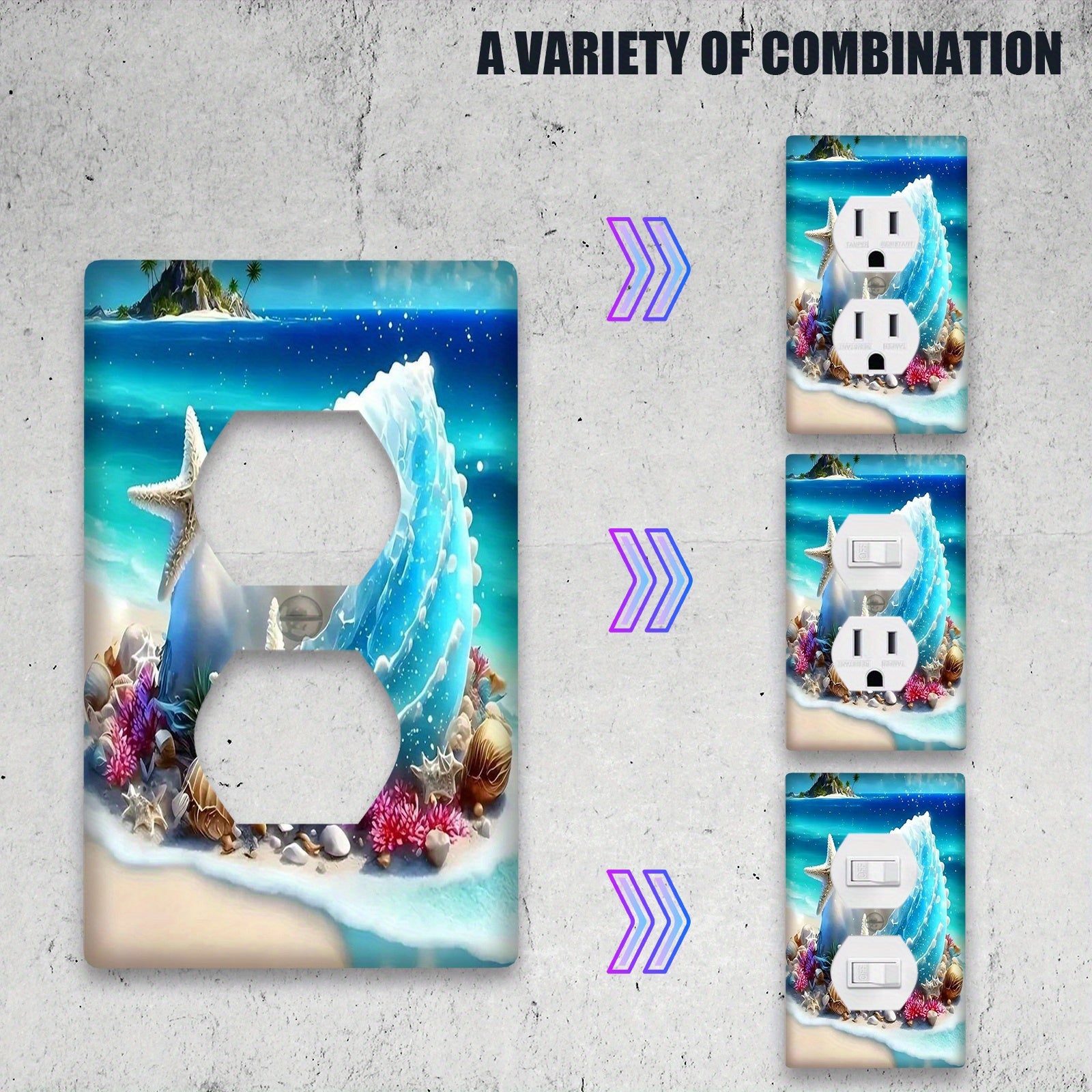 Beach Themed Shell and Starfish Light Switch Cover Unbreakable Polycarbonate