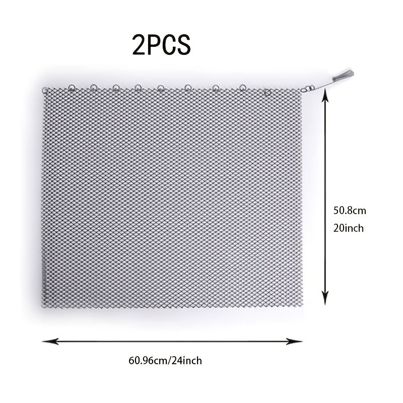 2-Piece Fireplace Mesh Screen Curtains Black 55.88cm x 60.96cm Spark Guard Safety Net