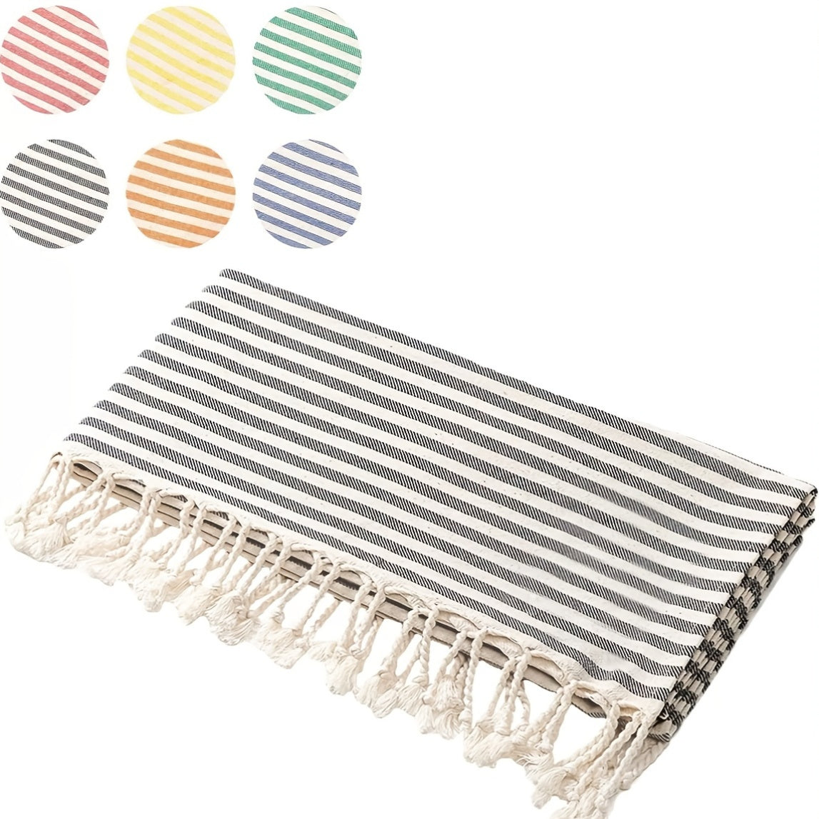 Turkish Cotton Beach Towel with Striped Pattern Quick-Drying and Absorbent for Beach Swimming Camping