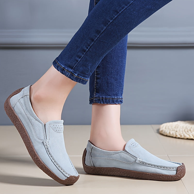 Women's Lightweight Closed-Toe Slip-On Loafers for Summer with T-strap and Man Made Materials