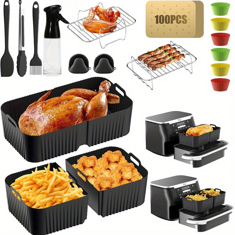 Air Fryer Accessories for Ninja Foodi Flexdrawer 10.4L and 2 x 5.2L Silicone Liners