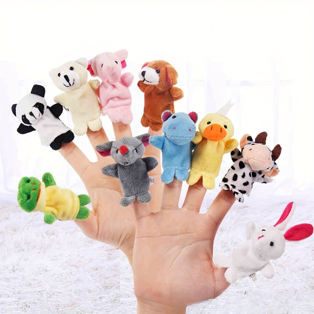 Set of 10 Mini Animal Finger Puppets for Storytelling and Family Fun