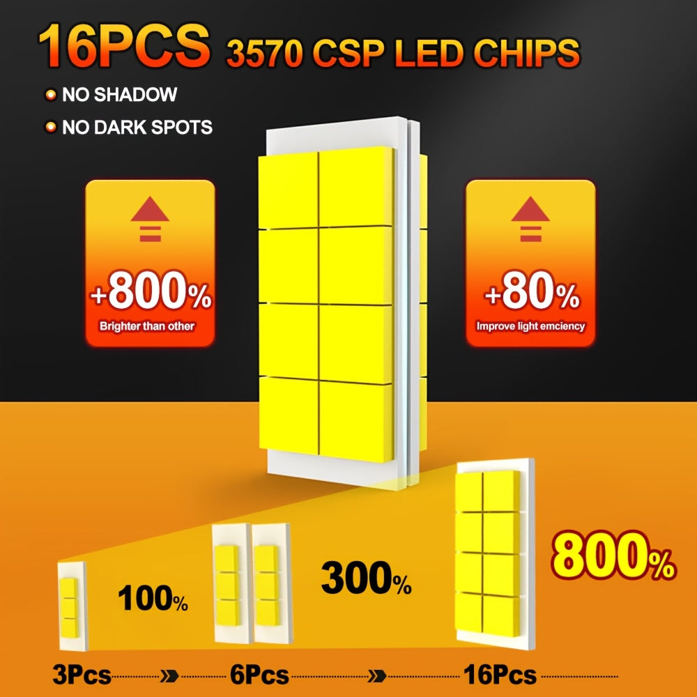 2шт. LED-фары H7 для автомобиля, сверхяркие 30000Лм, 6000K, белый цвет, противотуманные фары