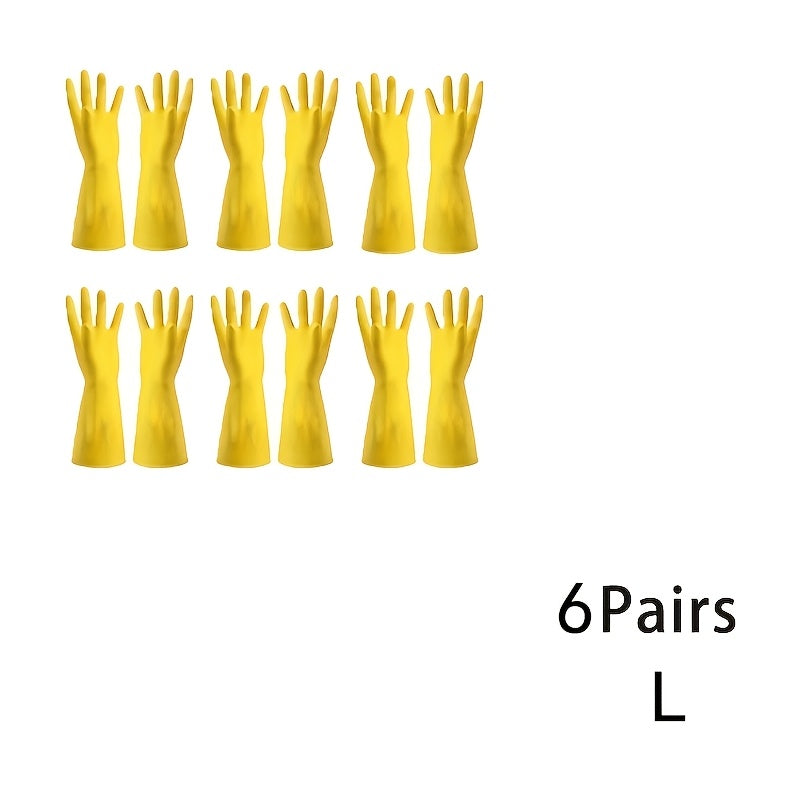 6 Sets Silicone Household Gloves with Thickened Rubber for Dishwashing and Cleaning