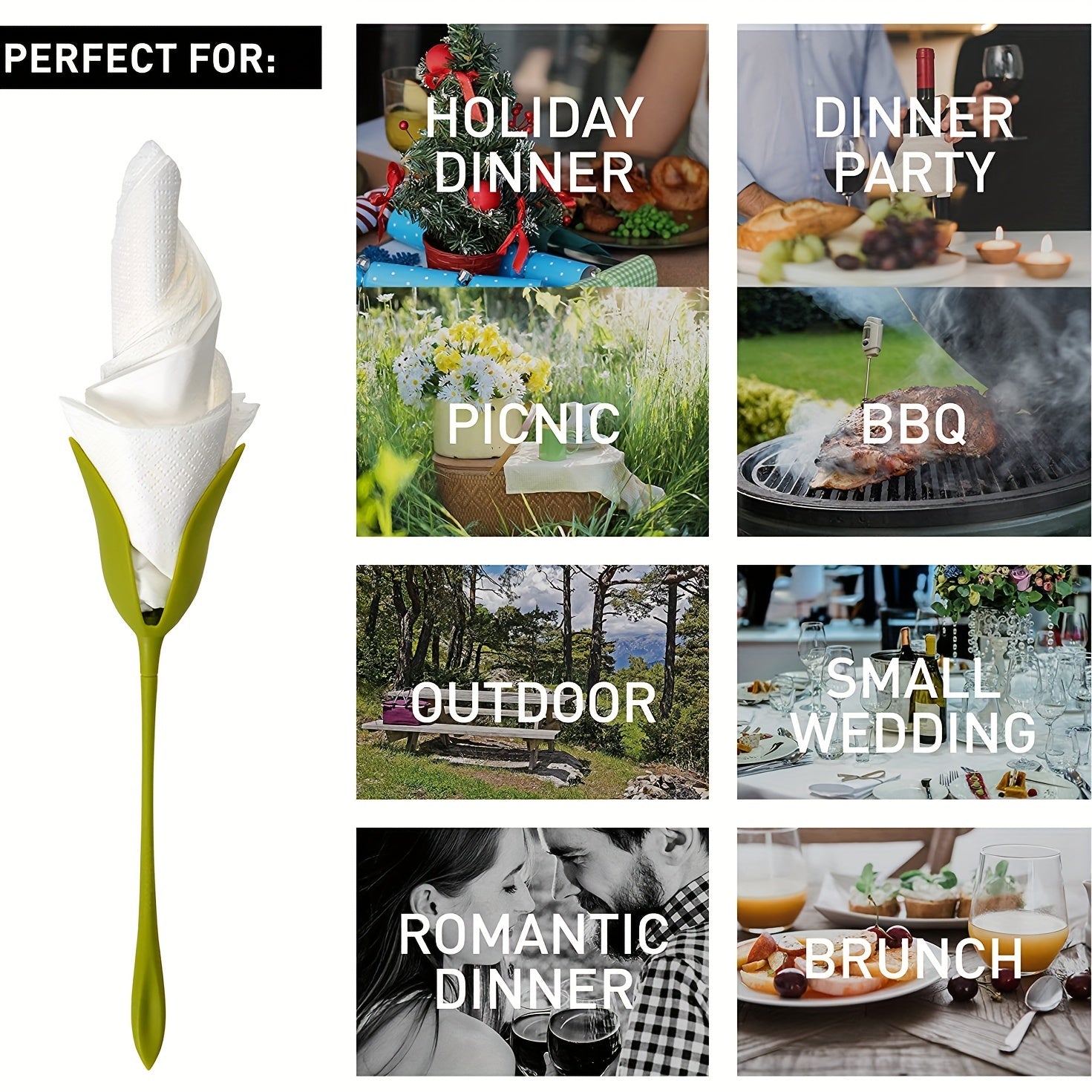 5 Pack Rose Flower Napkin Holders for Elegant Table Decor Dining and Events