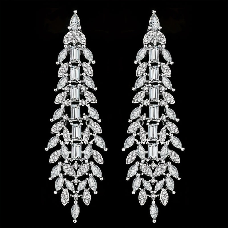 Bridal Jewelry Set 4-Piece White Gold-Plated Copper Cubic Zirconia Wedding Accessories