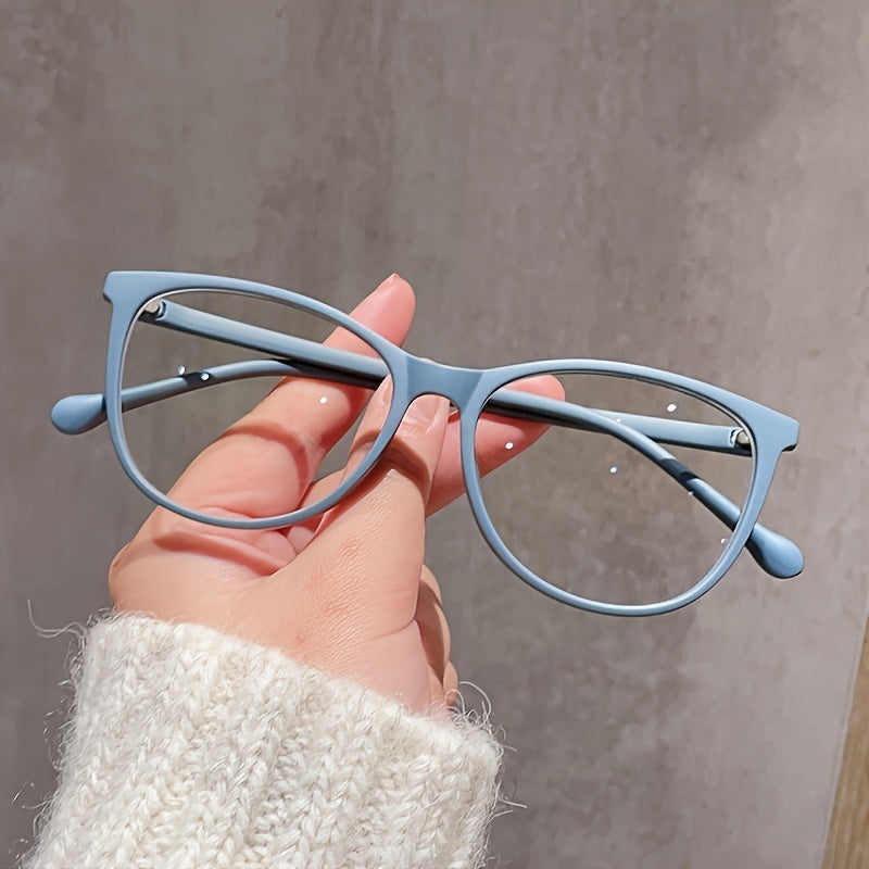 Women's Clear Lens Glasses with Cat Eye Frame Metal Hinge Sturdy PC Material