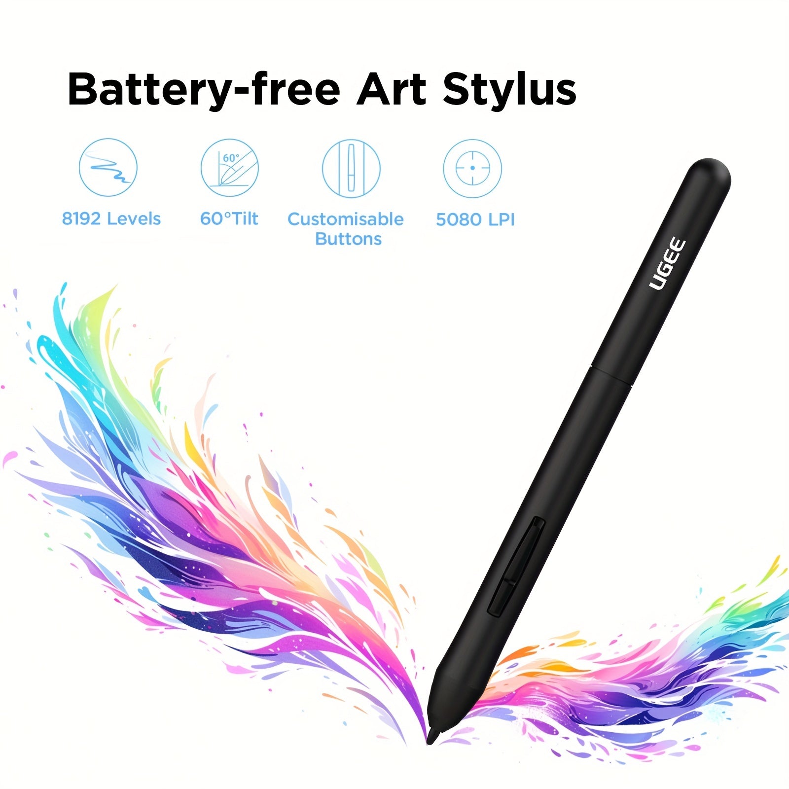 Графический планшет для рисования 25,4x15,2 см с 8 горячими клавишами и 8192 уровнями давления для Chromebook, Linux, Windows, Mac OS