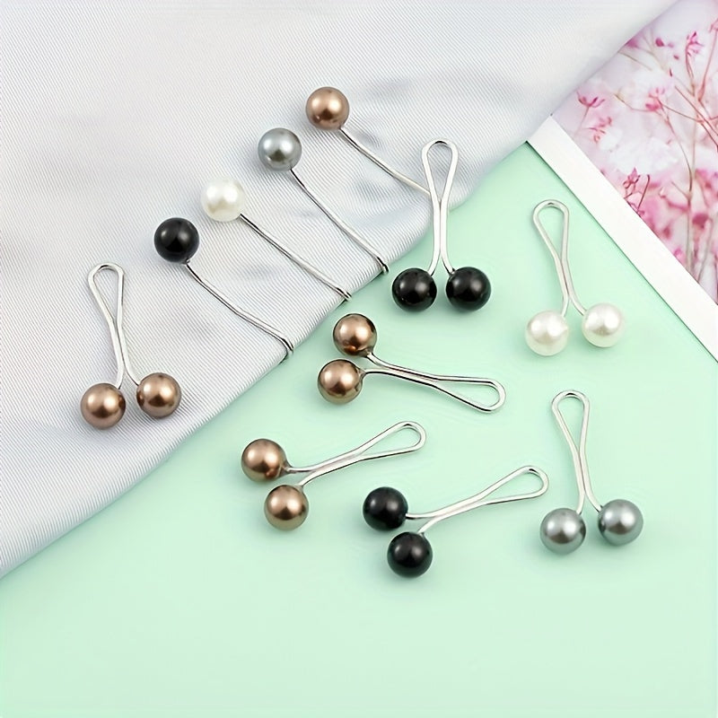 Set of 12 U-Shaped Safety Pins with Faux Pearl Beads for Headscarves Shawls Hijabs