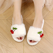 Zapatillas de interior para mujer con adornos de cereza, suela de EVA antideslizante para primavera y otoño