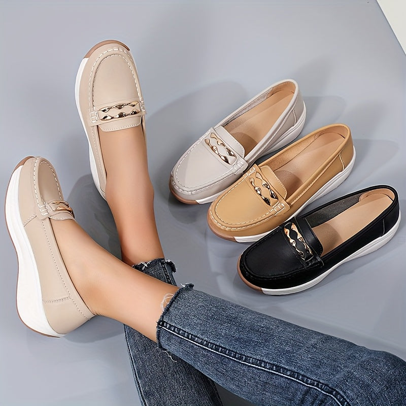 Women's Fashionable Slip-On Loafers with Anti-Slip Thick Soles