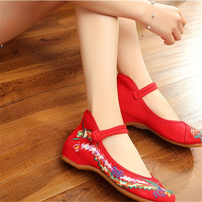 Women's Embroidered Canvas Footwear with Traditional Chinese Phoenix Design for Casual Spring and Summer