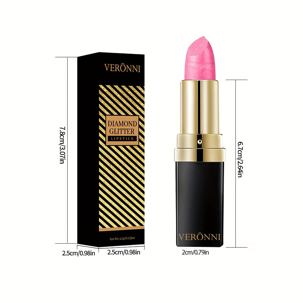 Women Waterproof Lipstick with Hydrating Shine and Metallic Finish