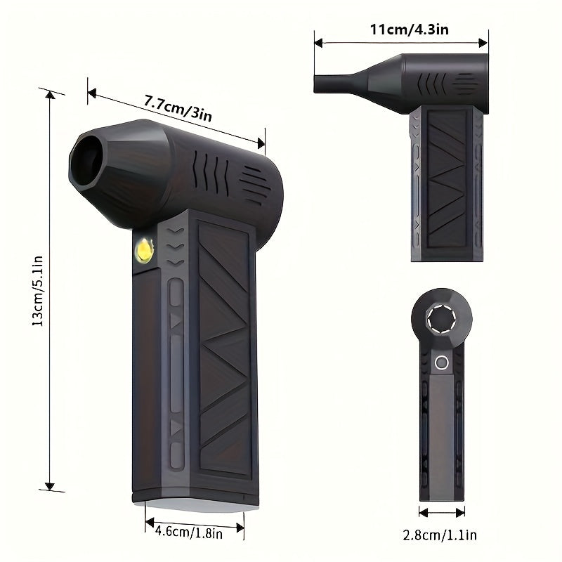 130,000 RPM Handheld Fan USB Rechargeable Portable Dust Snow Blow Pet Hair Dryer Inflator
