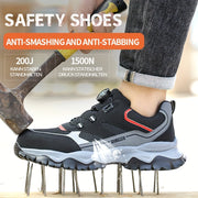 Men's Work Shoes Steel Toe Puncture Resistant Anti-Slip Fabric Safety Shoes
