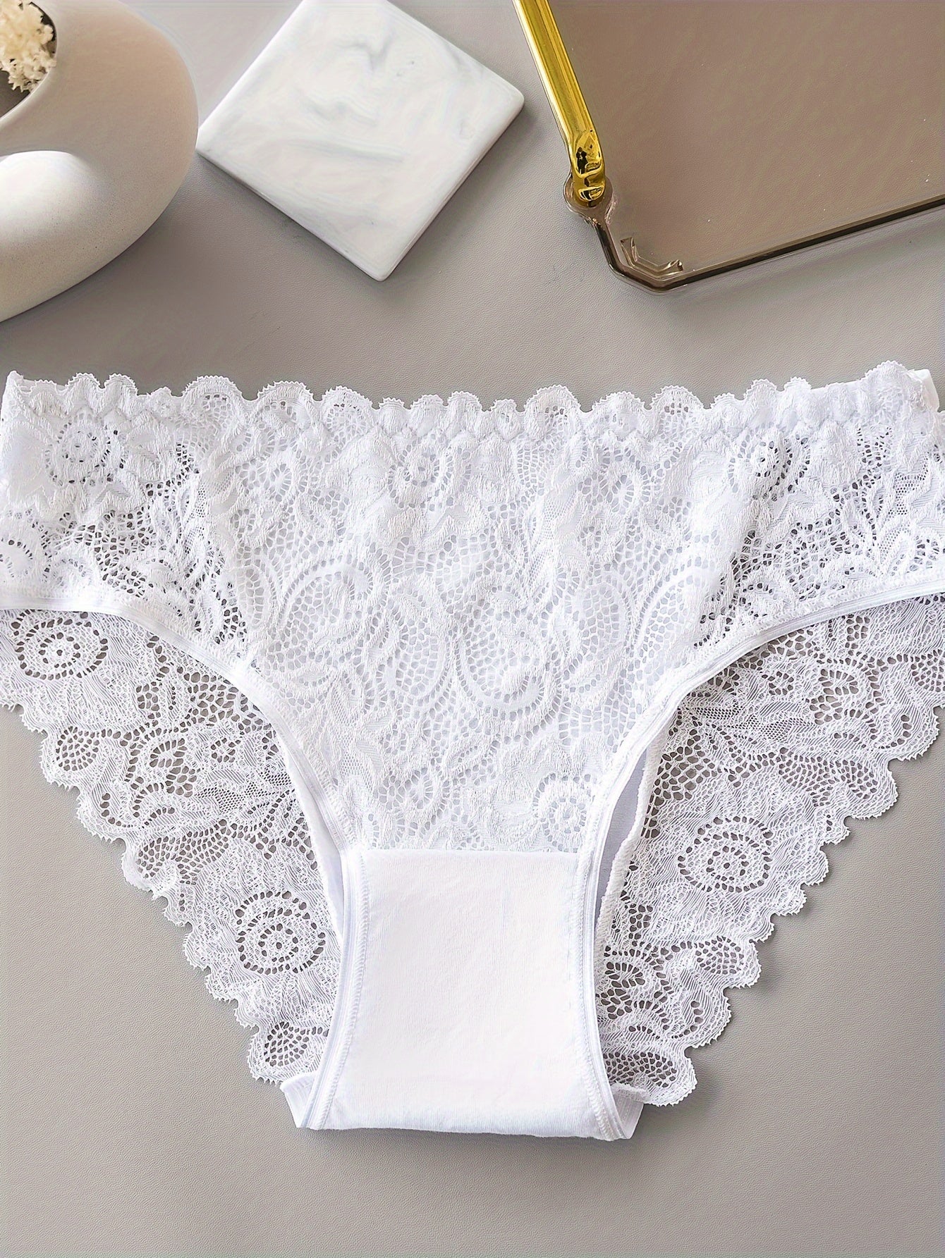 Women's Lace Panties with Scallop Trim, Comfortable Sexy Lingerie