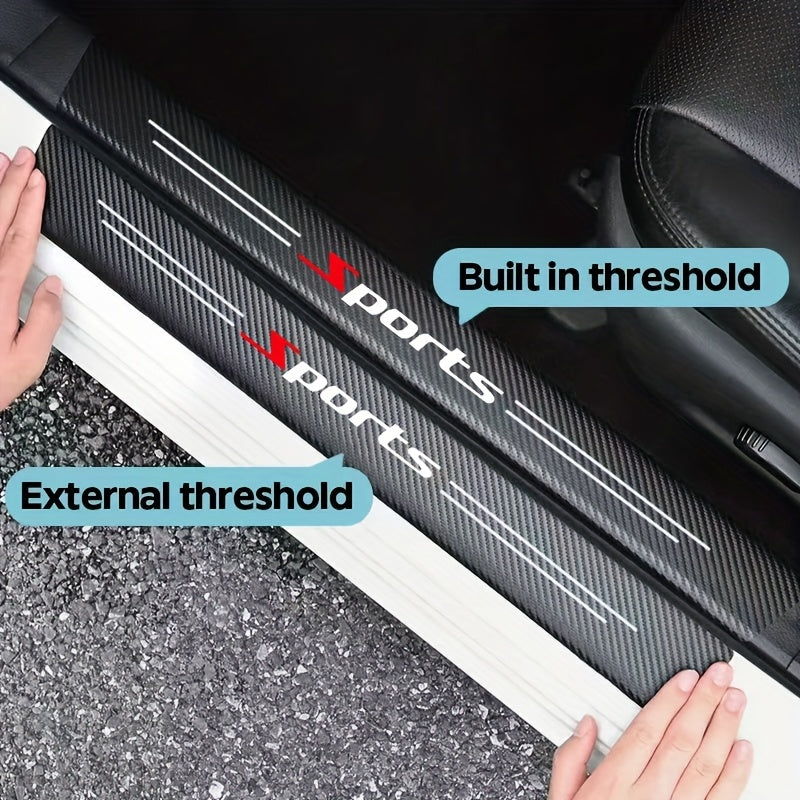 Universal Faux Leather Door Threshold Stickers Matte Finish Self-Adhesive Scratch-Resistant Carbon Fiber