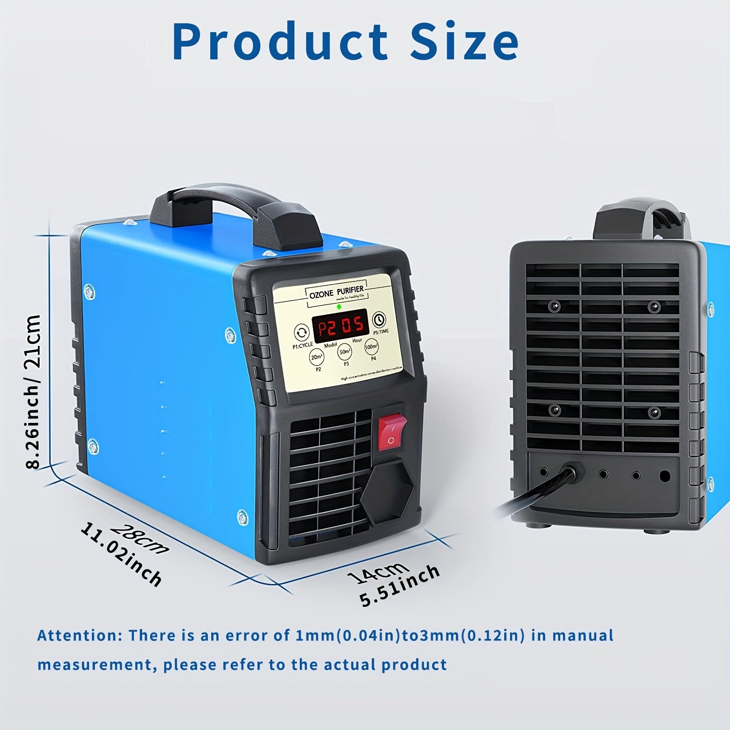 High-Output 10,000 Ozone Generator for Home Garage Air Purification Black Blue