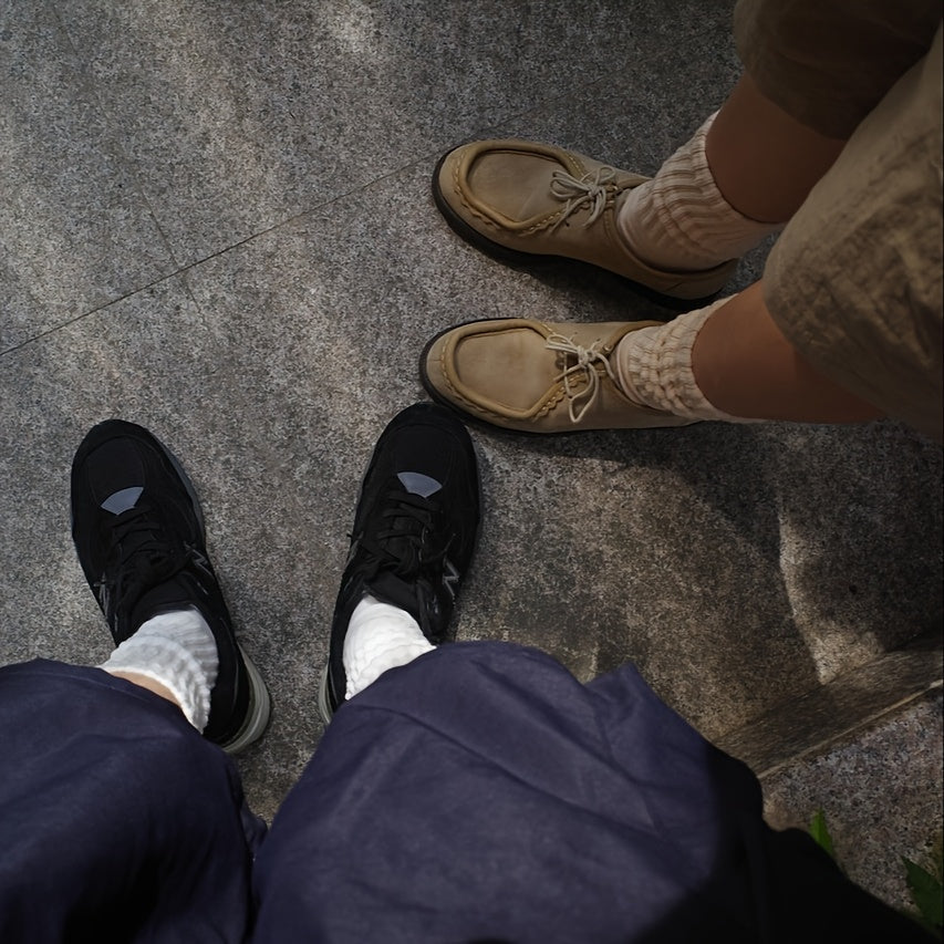 Men's and Women's Retro College Style Knit Socks Breathable Thick All-Season Cotton