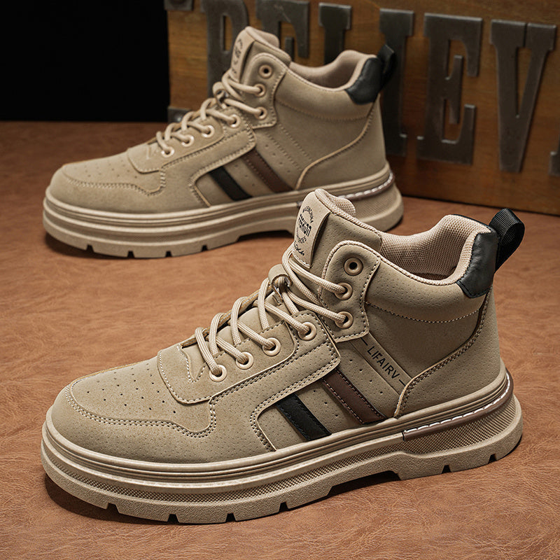 Women's Autumn Leather High-Top Sneakers for Casual Wear