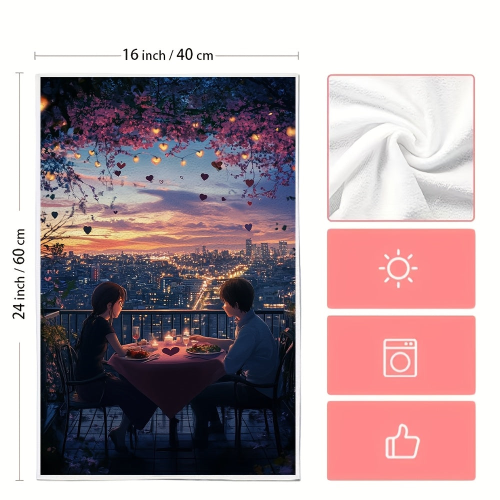 Coastal-Theme 2-Pack Polyester Dish Towels Ultra Soft High Absorbency 40x60 cm