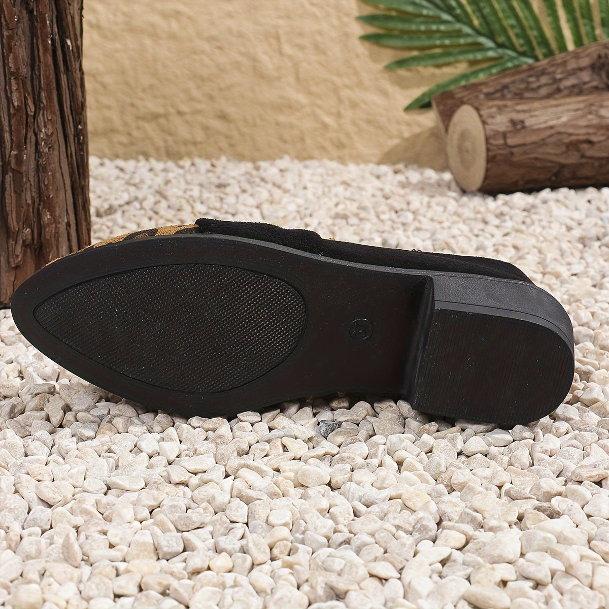 Women's Leopard Print Oxfords Flat Shoes with Rubber Sole & Spike Embellishments