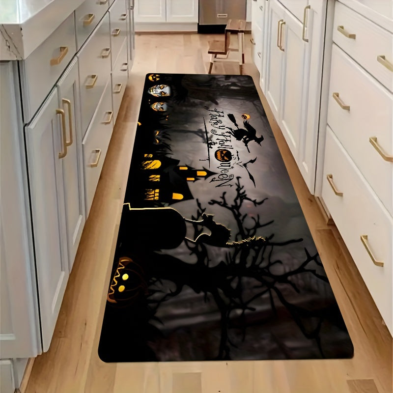 Halloween Horror Letter Print Flannel Mat Plush Durable Anti-Skid Entrance Rug