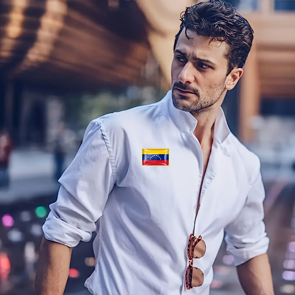 20 ta Vintage uslubidagi Venezuelan bayrog'i belgilari uchun belbog'li badjlar to'plami, kvadrat alloy kolleksiyasi