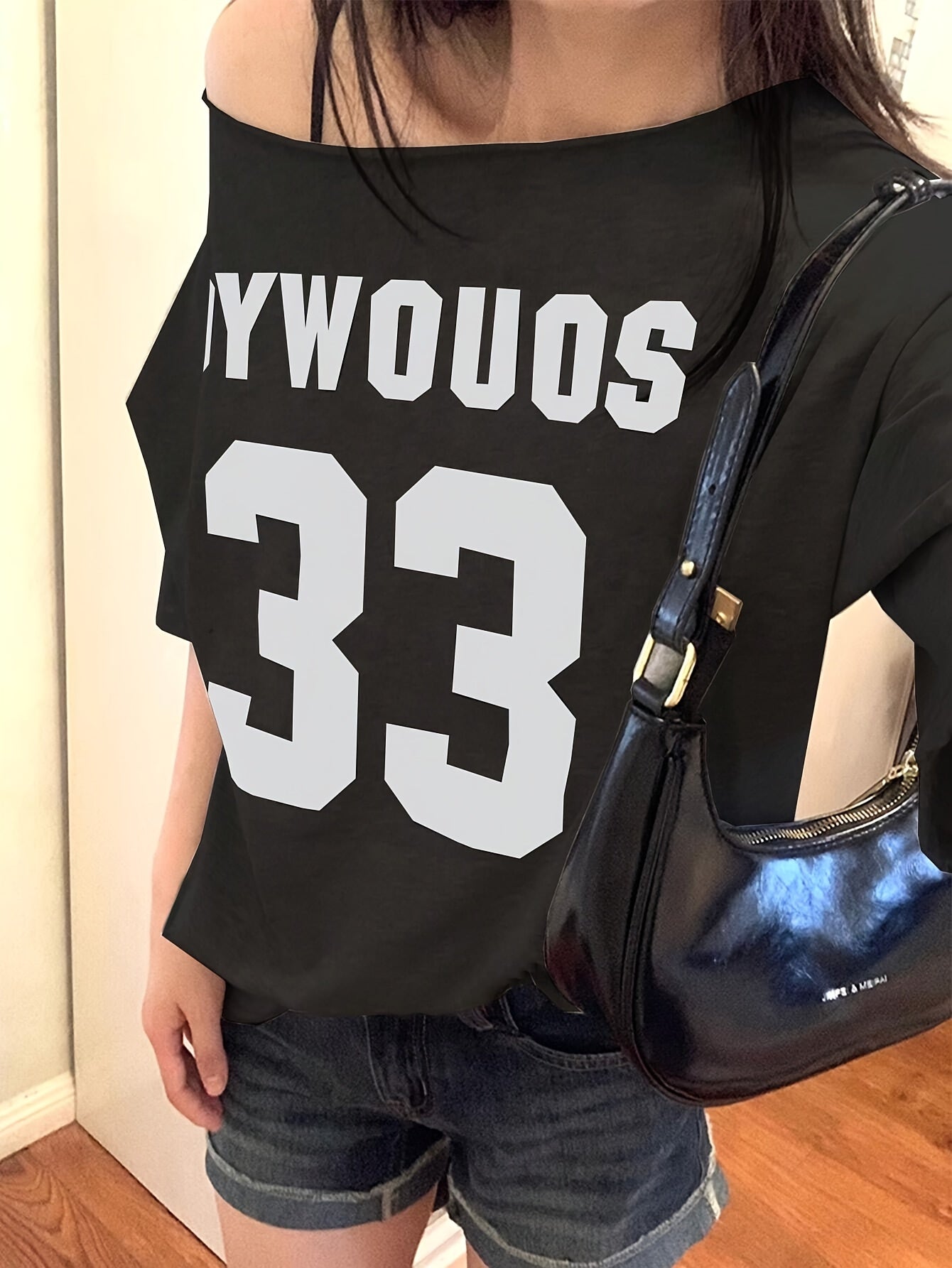 Женская элегантная трикотажная футболка с принтом букв, свободного кроя, короткий рукав, 90% полиэстер, 10% эластан, топ без бретелей для весны/лета