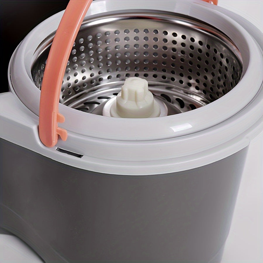 Stainless Steel Spin Mop and Bucket Set with Self-Wringing System for Home Cleaning