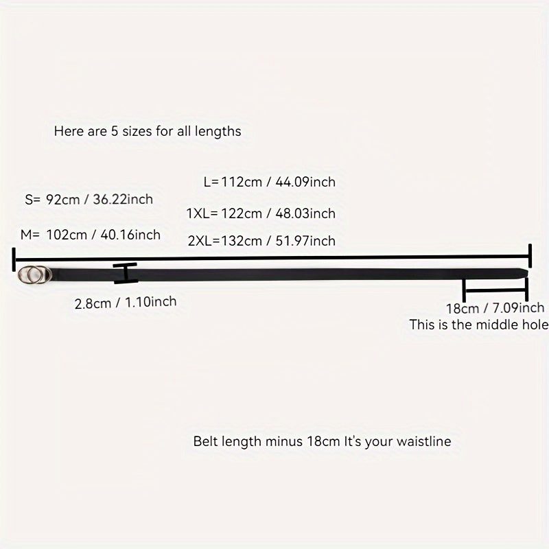 Women's Black PU Leather Belt with Double Circle Buckle for Casual Jeans