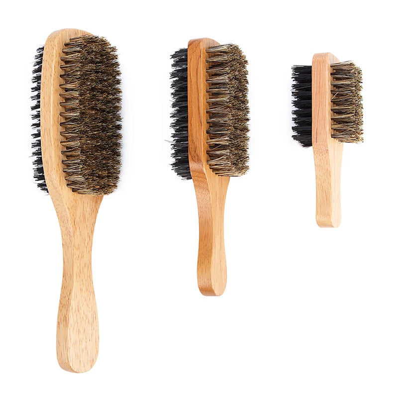 Men's Boar Bristle Beard Brush Wooden Handle Medium to Firm for Thick Coarse Hair