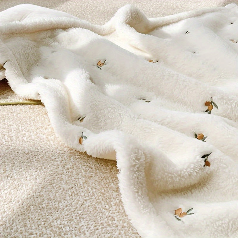 Beige Embroidered Blanket Throw for Warmth and Comfort Versatile Travel Stroller Cover