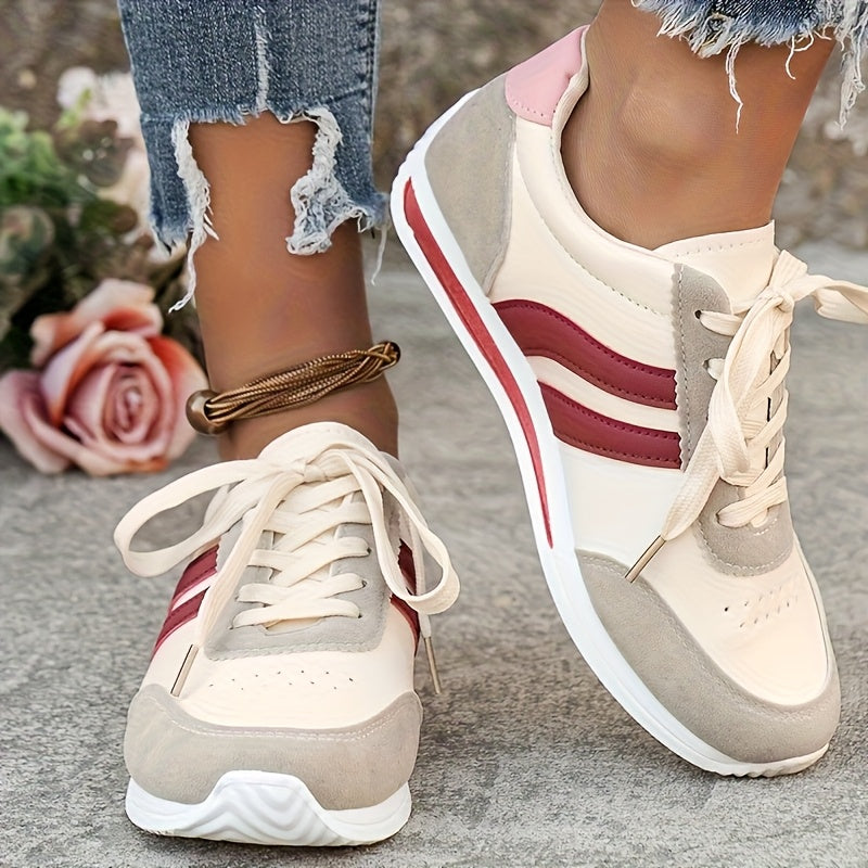 Women's Casual Sneakers Synthetic Upper Color-Blocking Breathable Shoe