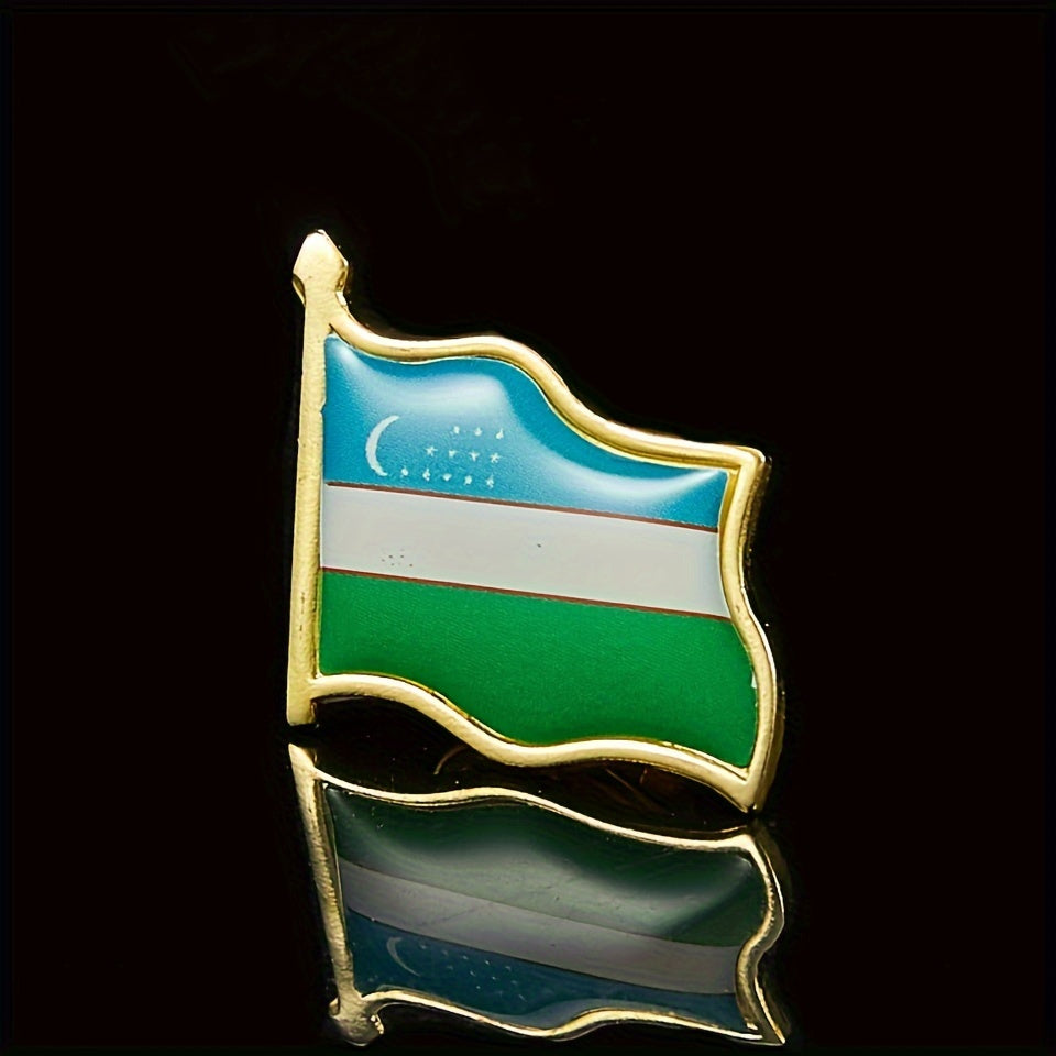 Uzbekistan National Flag Lapel Pin for Men Alloy Vintage Suit Jacket Accessory