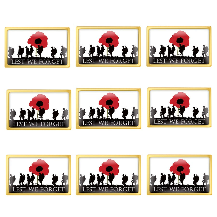 Memorial Soldier Service Brooches Set of 10 Vintage Military Lapel Pins