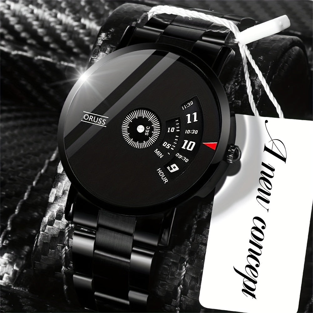 Men's Watch Elegant Stainless Steel Business Casual Black Dial
