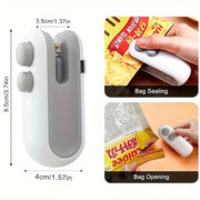 Sellador de mano con cortador de bolsas recargable por USB, herramienta compacta para sellar snacks