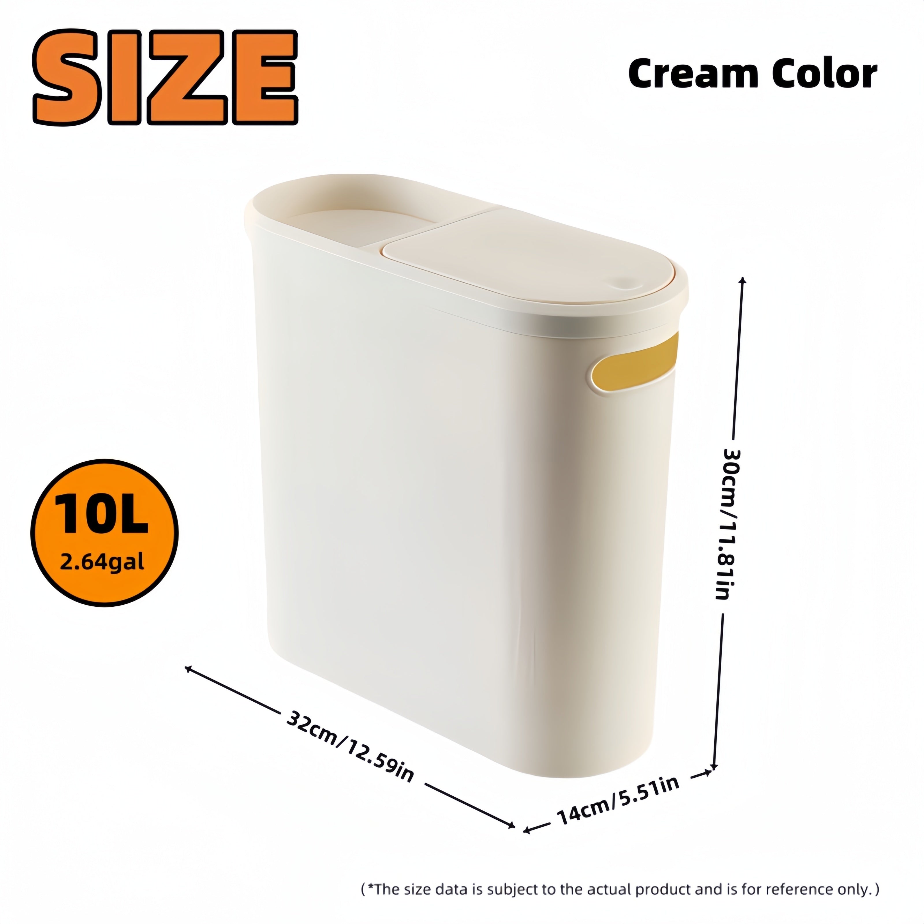 10L Bathroom Trash Can with Lid and Bag Holder, Odor-Sealing, Press-Top, Polished Finish