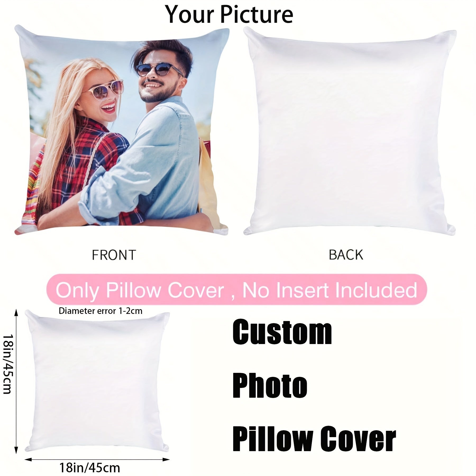 Personalized Pet Memorial Pillow 45.72cm Polyester Photo Remembrance Gift
