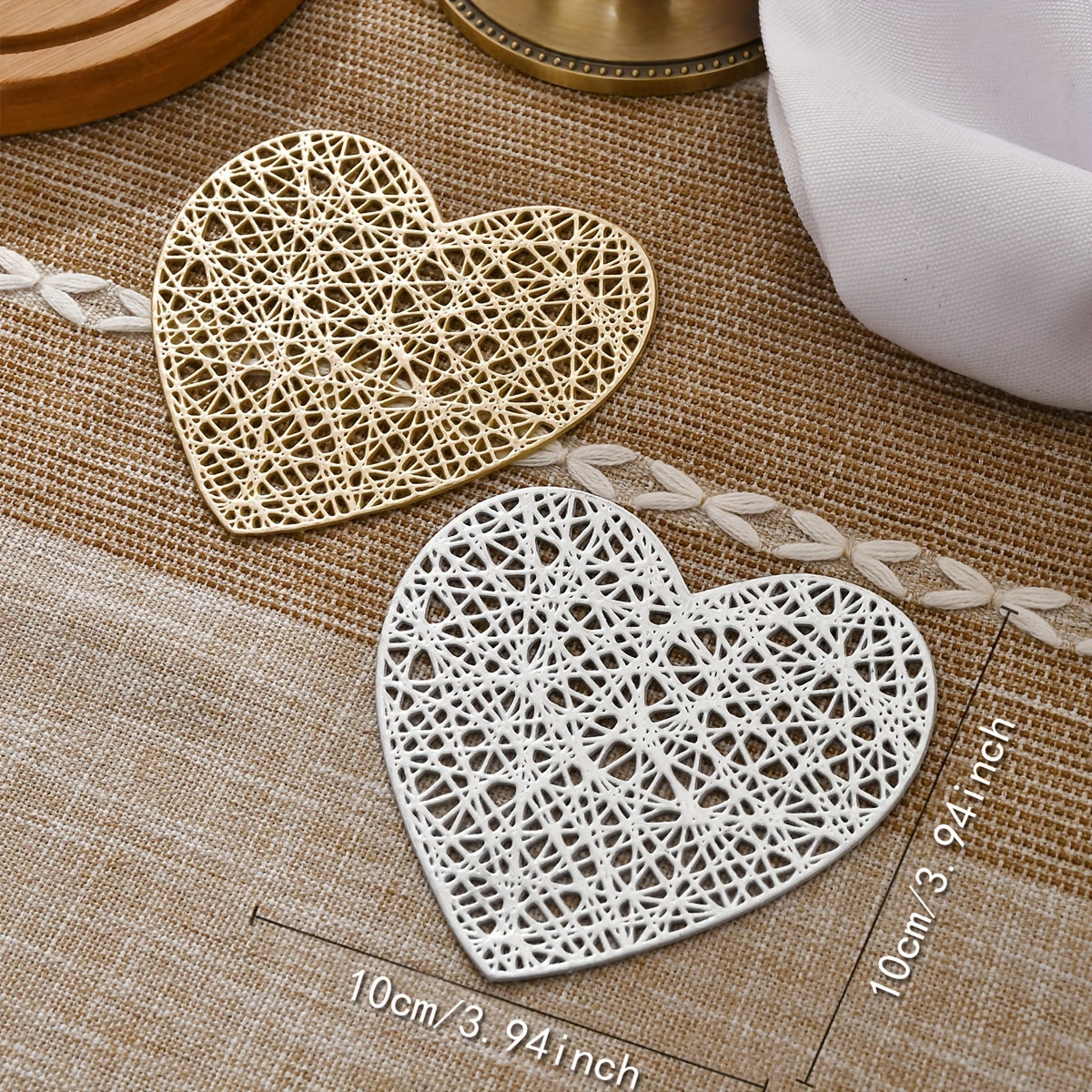 Juego de 2 o 4 posavasos en forma de corazón para bodas de comida occidental y decoración del hogar