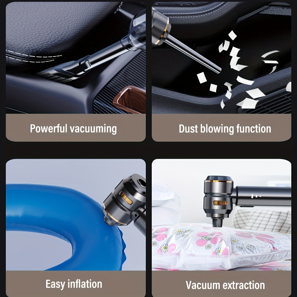 Ручной автомобильный пылесос с мощностью всасывания 15 кПа и воздуходувкой, многофункциональная насадка для автомобиля, дома, офиса