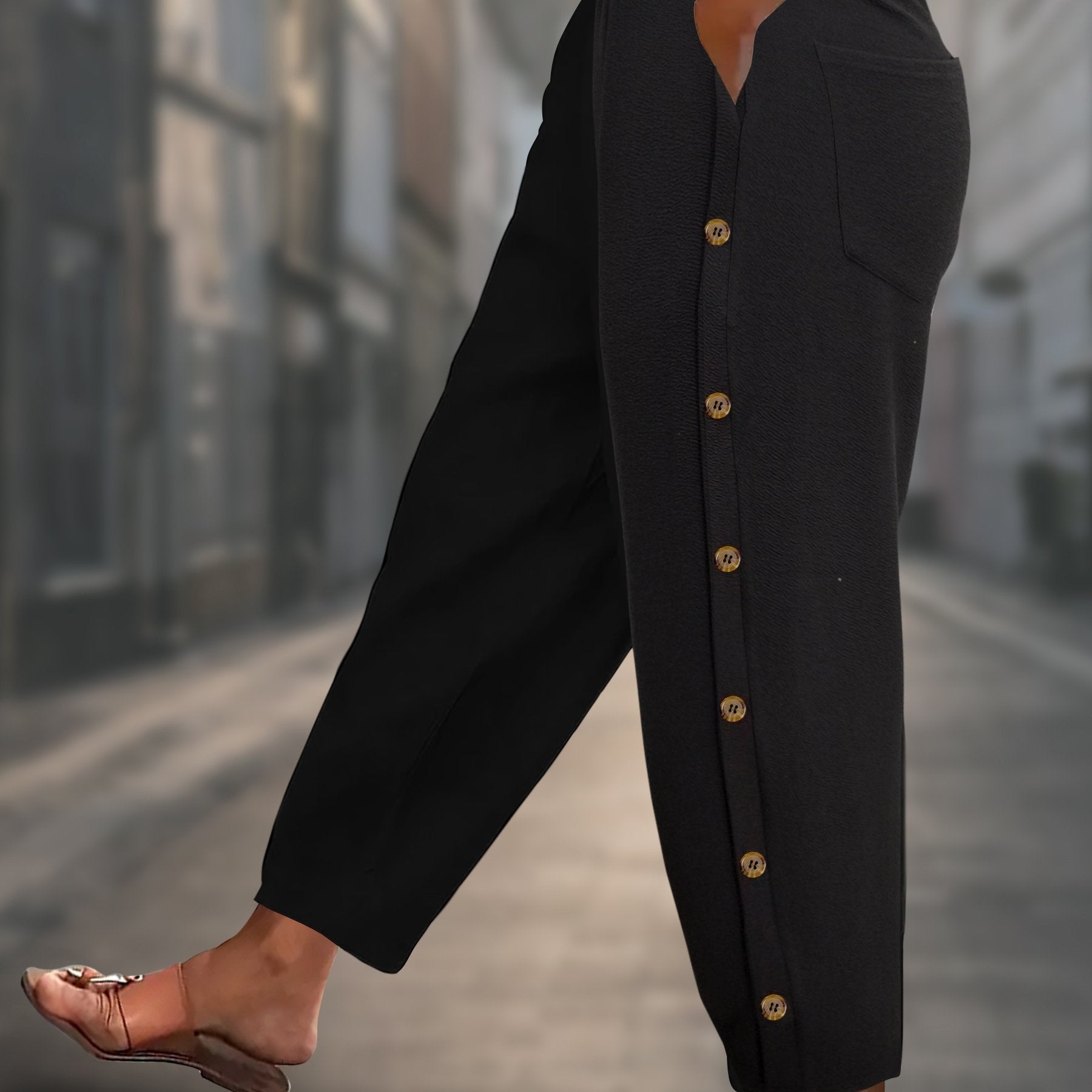 Women's Plus Size Wide Leg Pants Soft Knit Comfortable Fall Streetwear