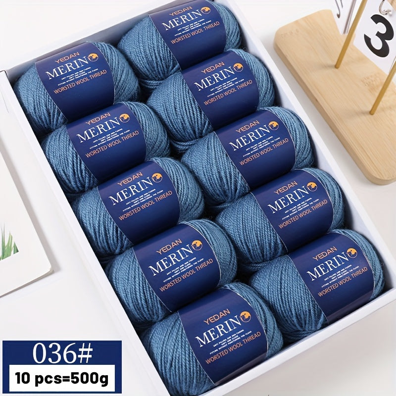 10 piezas de hilo de lana 500g multicolor en degradé, anti-pilling, suave para tejer accesorios de moda