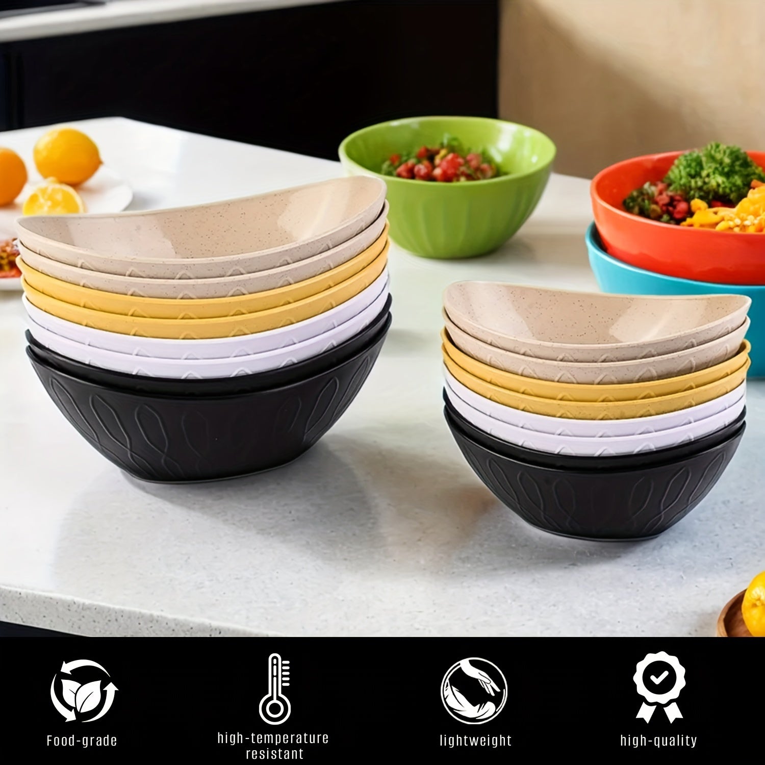 Unbreakable Yuanbao-Shaped Bowls Set for Oatmeal Salads and Pasta Kitchen Dining