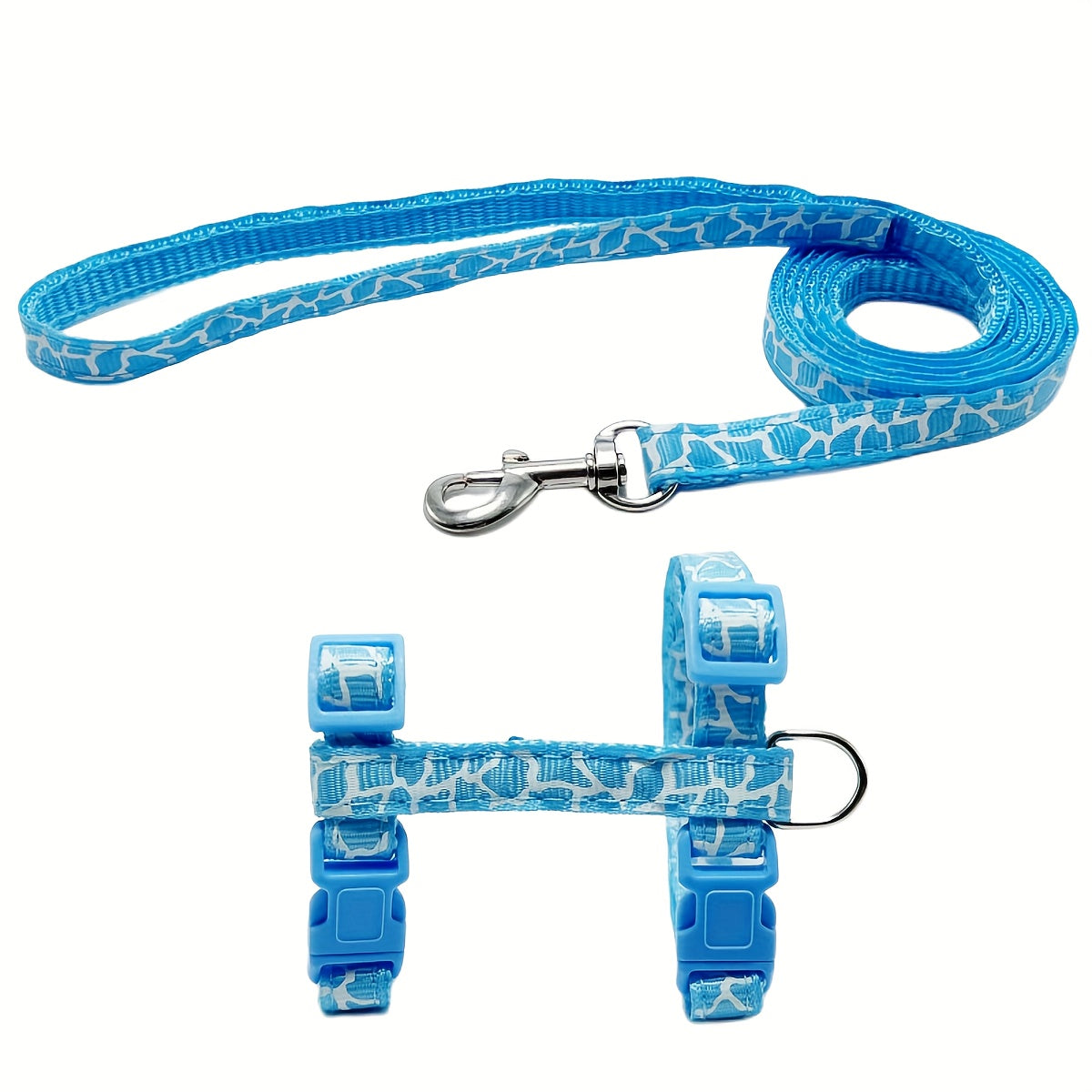 Adjustable Cartoon-Print Cat Harness with Leash Soft Polyester Escape-Proof Small Pets