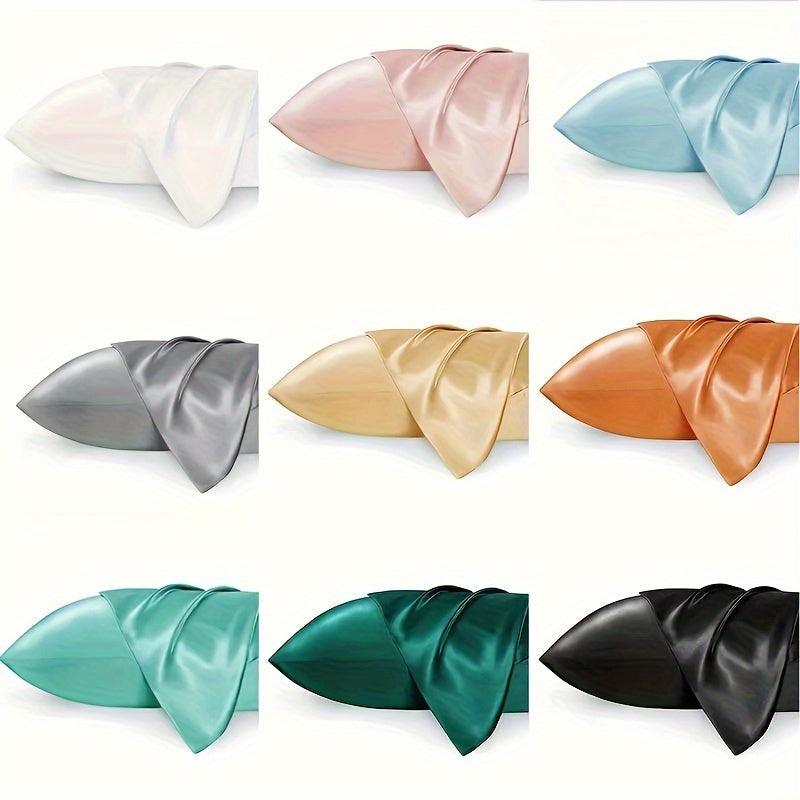 Queen Satin Pillowcase Cooling Breathable Polyester Envelope Closure Lightweight